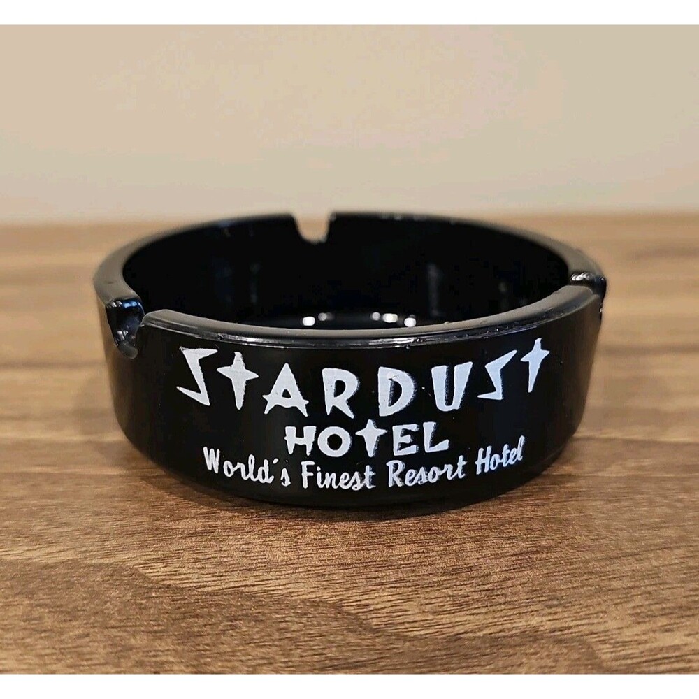 VINTAGE Las Vegas Stardust Hotel Casino Black Glass Ashtray